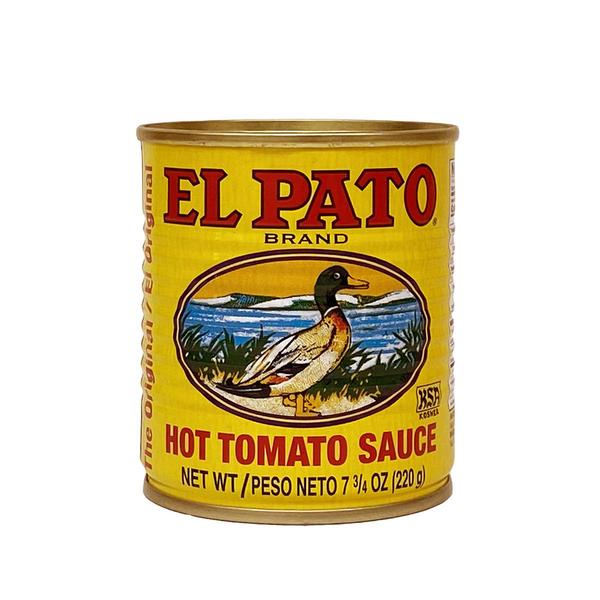 A can of El Pato brand spicy tomato sauce